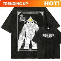 Customization Shirt Classic Retro Shooting Game Bioshock Peripherals Graphic Print T-shirt Men Women New Harajuku Wind Tee Vinta XL black