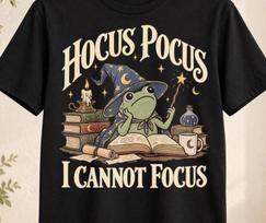 Hocus Pocus I Cannot Focus Frog Shirt, Funny Wizard Frog T Shirt 150 gray