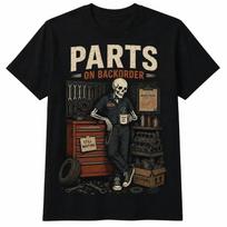 Laukiama dalių  Juokingas skeletas mechanikas Grafinis T‑marškinėlis, Unisex Kasdienis Vasaros L black