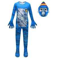 4753 Kids Boys Girls Gorilla Tag Jumpsuit Mask Sets Blue Outfit Halloween Cosplay Costume 160cm mėlyna
