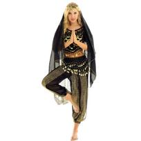 Moterų Helovino Indijos šokių kostiumas Arabian Belly Dancewear Puošnios suknelės komplektai One Size juoda