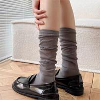 2 Pairs Summer and Autumn Slim MIddle Tube Women's Socks Pure Color Pile Up Versatile Mesh Female Long Sock pilka