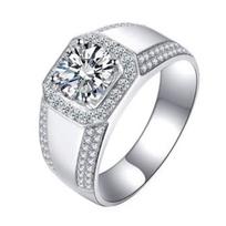 ring, smart, vast and bright ring for men, pt platinum plated imitation moissanite ring, men's ring, men's trendy 2 carat one size white