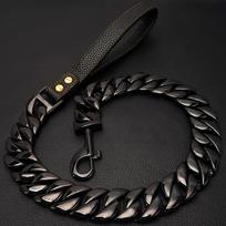 32 mm auksinė traukos nerūdijančio plieno lieto grandinės traukimo virvė Buldogas Didelė auksinio titano plieno šuns grandinė 2Ft (traction 60cm) juoda