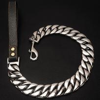 32 mm auksinė traukos nerūdijančio plieno lieto grandinės traukimo virvė Buldogas Didelė auksinio titano plieno šuns grandinė 3Ft (traction 90cm) sidabras
