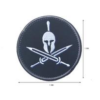 Spartan Warrior Helmet Embroidery Patch - Round Polyester Fabric Velcro Armband (2018) gray