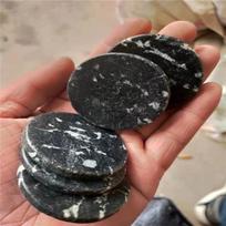 In-Stock Polished White Jade Round Slices, 50x5mm - Simple Ornament black