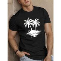 European sizes Palm Tree Men's Short Sleeve T-shirt Summer T-shirt Top M juoda