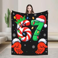 Bruh 67 676-7 Funny Brainrot Meme Super Soft Blanket Plush Blanket Bedroom Flannel Bed Sheet Sofa Bed Cover 70CMX100CM red