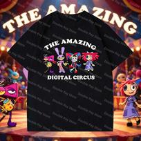 The Amazing Digital Circus T Shirt Men Women Casual Cotton Short Sleeve Tops Harajuku Streetwear Anime Graphic Print Tees Unisex M black