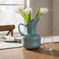 Ceramic Pitcher Vase Light Blue Jug Glazed Finish gray