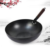 Handmade Iron Wok - Non-stick, Coating-Free, Stir-fry Pan for Induction and Gas Stoves Default option black