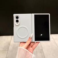 for Magsafe Z Fold8 Wide PU Leather Candy Color Wireless Charge Case for Samsung Galaxy Z Fold 8 Screen Protector Magnetic Cover Galaxy Z Fold 8 pilka