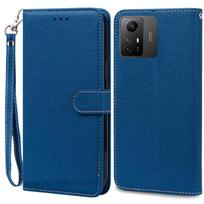 Note 12S dėklas Xiaomi Redmi Note 12S dėklui Redmi Note 12S prabangus odinis piniginės atverčiamas dėklas Redmi Note 12S apsauginiam dėklui for Redmi Note 12S blue
