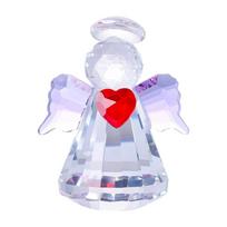 Faceted Finish Crystal Angel Figurine Heart Halo Detail Angel Statue Ornament Colorful Wings Crystal Angel Home Decoration violetinė