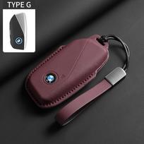 Madingas pilnas odinis automobilio rakto dėklas BMW 7 serijai G70 G09 XM U06 G81 M3 2023 i7 X7 G07 LCI iX I20 X1 U11 apsaugai Fob gray