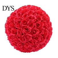 20cm Artificial Rose Silk Flower Ball Hanging Wedding Party Decor Centerpiece raudona