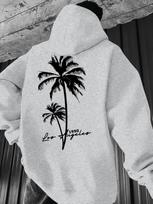 Men's Palm Tree Print Hoodie: Comfortable and Casual Street Style for Autumn and Winter, Long-Sleeved Pullover, Loose Hip Hop Top L balta