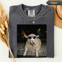 Comfort Colors® Sheep Cigar Shirt, Funny Animal Graphic Tee, Ironic Farm Shirt, Cool Sheep Lover Gift for Him Her, Vintage Graphic T-Shirt 4XL black