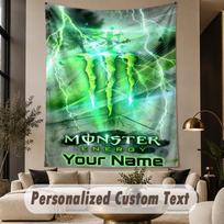 Custom Text Tapestry Monster Energy Print Wall Tapestry Indoor Living Room Wall Decor 100cmx150cm