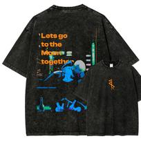 Cyberpunk Washed T-shirt 2026 New Model personality Clothes shirt Year round clothing Retro Fashion Vintage Loose gift high quality S black