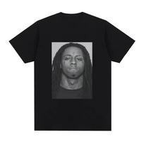 Raperio Lil Wayne nuotraukos grafinis marškinėlis 100% medvilnės komfortas laisvas marškinėlis vyrams Hip Hop vintage trumpomis rankovėmis per dideli marškinėliai 140 gray