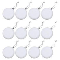 12Pcs Flat Xmas Tree Balls Plastic Disc Hanging Ornaments with Sticker Holiday Home Decor White white