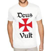 Deus Vult Templar Cross Medieval White T-Shirt 3XL balta