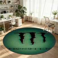 Monster Energy Printed Round Crystal Velvet Rug Soft Non Slip Floor Carpet For Bedroom Holiday Gift 100cmx100cm