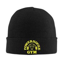 Powerhouse Gym Print Bonnet Hats Men Women Trendy Knitted Hat Outdoor Sports Skullies Beanies Autumn Winter Head Wrap Cap Gift One Size black
