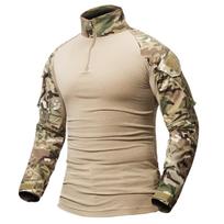 Vyriški kamufliažiniai kovos taktiniai marškinėliai medvilniniai Camo Multicam CP karinės uniformos marškinėliai ilgomis rankovėmis L padangės mėlyna