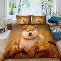 Shiba Inu Duvet Cover Cute Shiba Inu Bedding Set Dog Loves Bedding Set Microfiber Cartoon Animal Pattern Queen King Quilt Cover EU single(135x200cm) brown