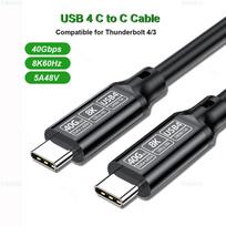 USB 4 Cable 40Gbps Data Cable 8K 60Hz Video Cord 5A 240W PD Fast Charging USB Type C Cable 3.2 Compatible With Thunderbolt 4 3 2M gray
