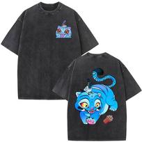 KPop Demon Hunters Vintage Washed T-shirts Rumi Mira Zoey Cartoon T-shirt Men Women Casual TShirt O-collar Halloween Tee 2XL black