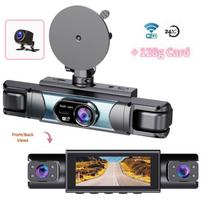 4 kanalų 360 laipsnių automobilinis vaizdo registratorius FHD 1080P su WiFi programėle, 4 kamerų objektyvais, vaizdo įrašymo įrenginys, galinio vaizdo kamera 4 Lens+WIFI+24h+128g