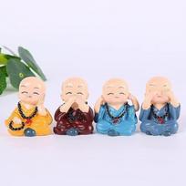 TreegoArt Wearing a Mala Buddha Cute Baby Monk Statues for Home Decor Idol Showpiece - Pack of 4 įvairiaspalvis