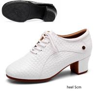 Cowhide Sports Women's Shoes Soft Sole Adult Square Shoes For Women Leather Modern Latin Dance Shoes Ballroom Sneakers 41 white