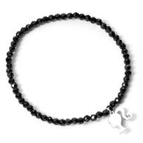 Barbie Sterling Silver Charm on a Black Onyx Bracelet gray