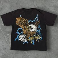Retro USA Thunder Lightning Bald Eagle Graphic Unisex Short Sleeve TShirt S5XL Unisex T-Shirt M gray