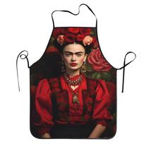 F-Frida K-Kahlo Polyester Aprons Paintings 52*72cm Kitchen Grill Bib Tablier Home Cleaning Gardening Pinafore for Manicurist 38x47cm black