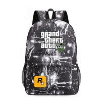 GTA tematikos anime žaidimų kuprinė, Oksfordo audinio mokyklinė kuprinė, paaugliams, unisex, dviejų diržų ant peties Lightning Gray 2 gray