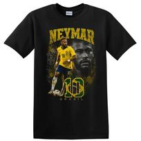 Neymar Jr Brazil Soccer T Shirt Athletic Portrait Number 10 Fan Tee XS black