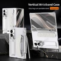 Slim Protective Case Galaxy Z Fold8 With Wrist Strap Pen Slot Shockproof Hinge Cover Foldable Phone Z Fold 3 gray