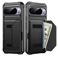 Magnetinis Odinis Piniginės Telefono Dėklas Google Pixel 11 10 9 Pro XL 8 7 Pro 10A 9A 8A 7A Kortelių Lizdai Laikiklis Atsparus Smūgiams Apsauginis Google Pixel 9a juoda