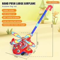 Airplane Baby Push Walker Toy Hand Push Learning Walking Toy With Rotating Propeller For Toddler Balance Training Indoor Play raudona