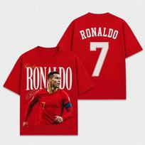 Cristiano Ronaldo Portugal No7 Football Graphic T Shirt Oversized Unisex Summer High Quality Short Sleeve Streetwear Fan Tee 3XL brown