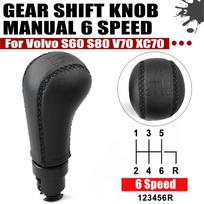 Gear Shift Knob For Volvo S60 S80 Sewing PU Leather 5/6 Manual Shifter Lever Pen For Volvo V70 XC70 II MK2 Car Styling 2004-2009 6 Speed yellow