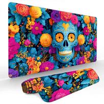 Ornate Skull And Flowers Mouse Pad Large Computer Office Game Table Mats Rubber Antislip Xxl Mouse Mat Hdp Long Desk Pads 800x300x2mm blue