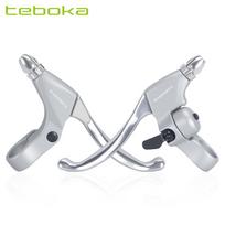 ONEGOO MTB Bike Brake Lever with Bell Long Handle Disc Brake Universal Aluminum Alloy Ultralight Modification V-brake Lever OGS01 Silver 1pair white