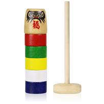 Morikuru Daruma Otoshi stacking Traditional Wooden Toy Toy SG Wonder Zone Small (Japanese game) - - Children's - TK01-22 - - 17.5cm beige